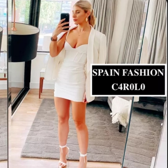 NWT Zara Draped Elastsized White Mini Dress - Picture 5 of 12